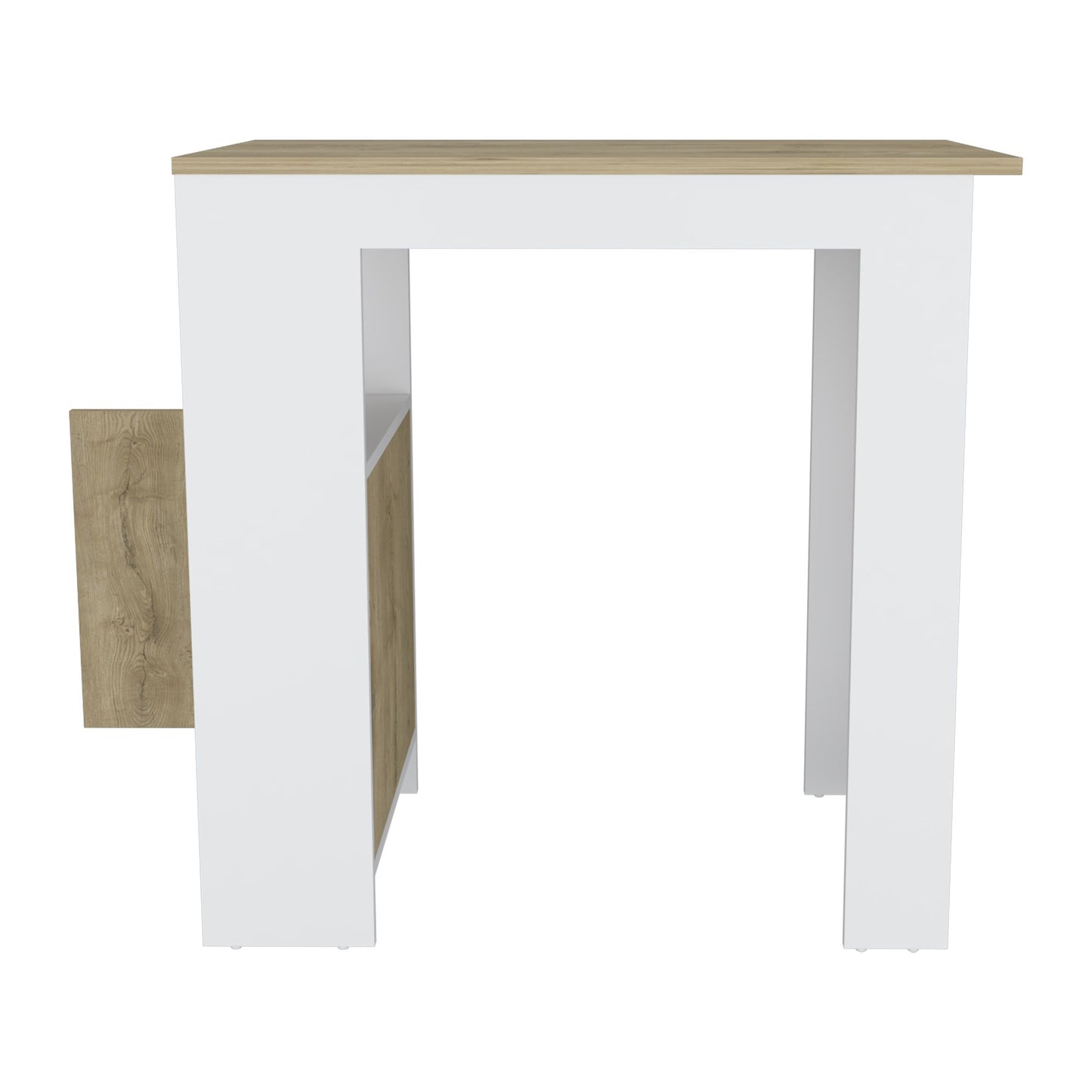 Kitchen Island 36" H, Three Open Side Storage Shelves and One Push-to-Open Cabinet, White/Macadamia image 6