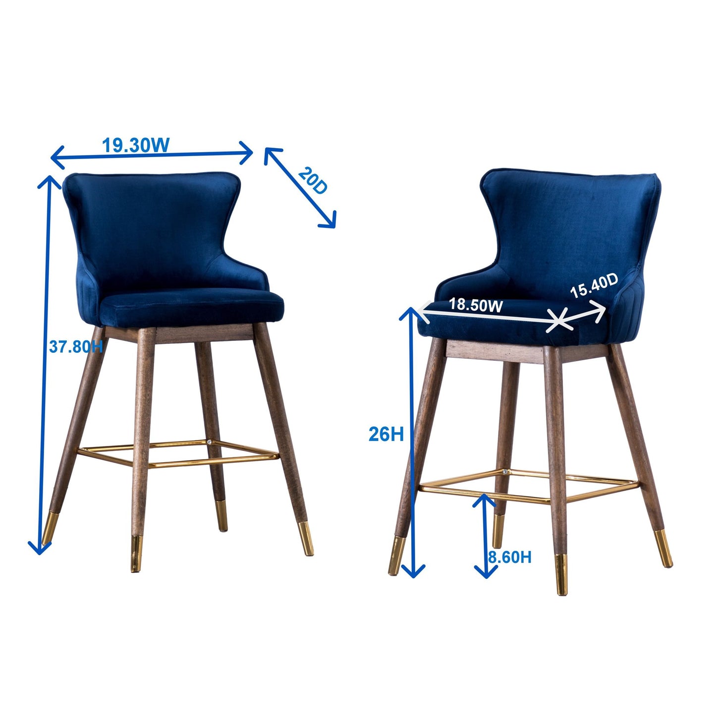 Leland Fabric Upholstered Counter Height Wingback Stools, Set of 2, Gray image 15