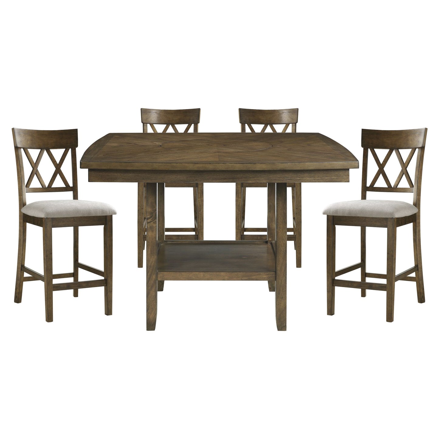 Light Oak Finish Counter Height Chairs Set of 2 Padded Seat Double Cross Back Wooden Kitchen Dining Funiture image 5