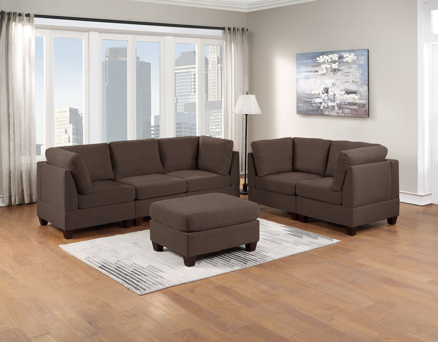 Living Room Furniture Corner Wedge Black Coffee Linen Like Fabric 1pc Cushion Wedge Sofa Wooden Legs image 15