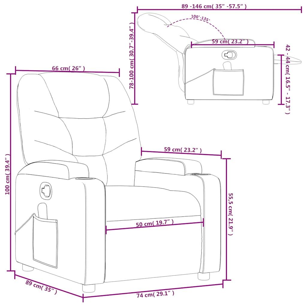 Massage Recliner Chair Dark Gray Fabric image 14