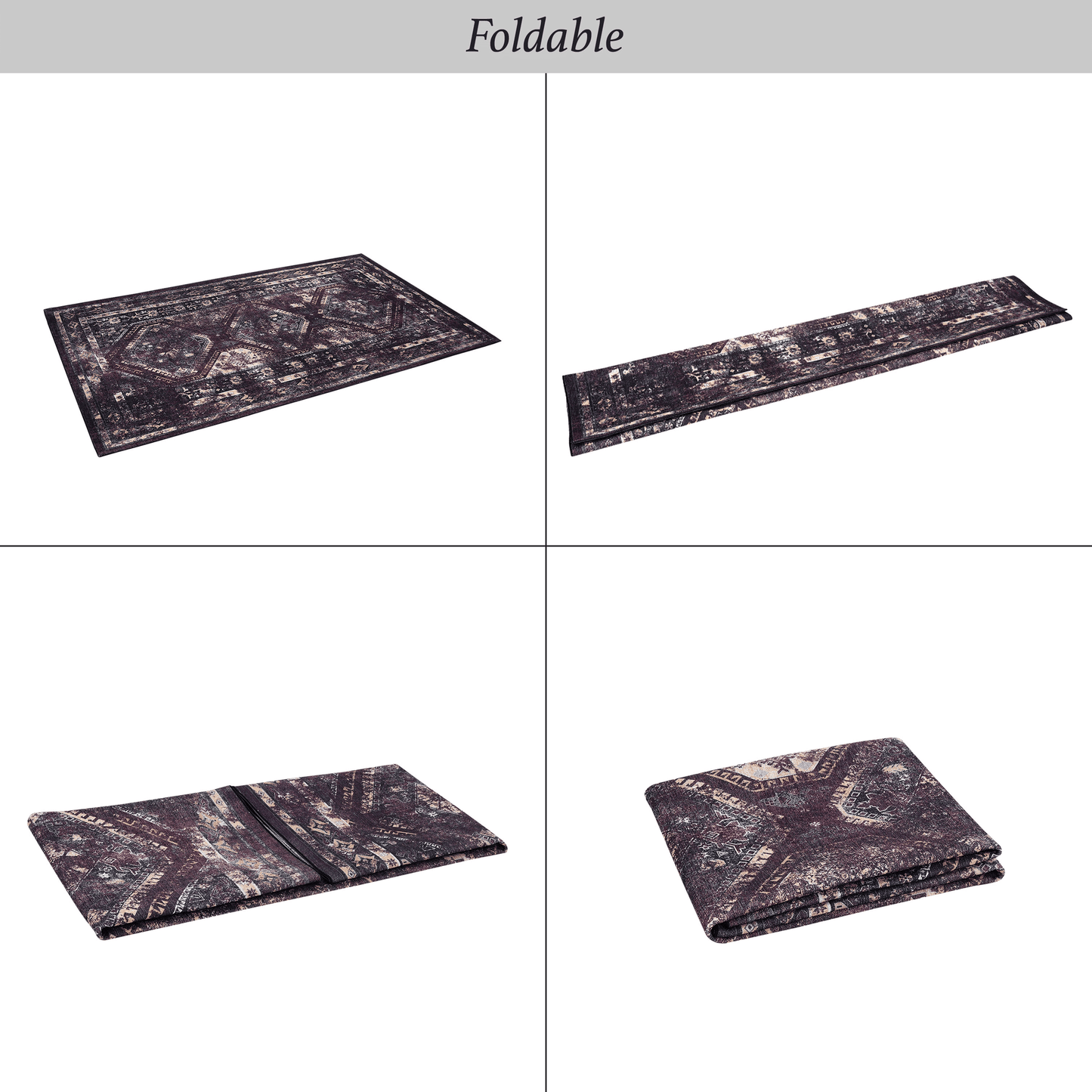 MAVAL Black Washable Rug 3x5 Area Rug (Black+Burgundy, 3' x 5') image 8