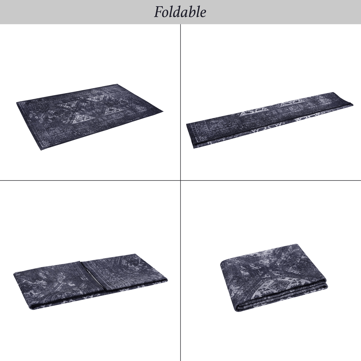 MAVAL Black Washable Rug 5x8 Area Rug (Black+Gray, 5' x 8') image 8