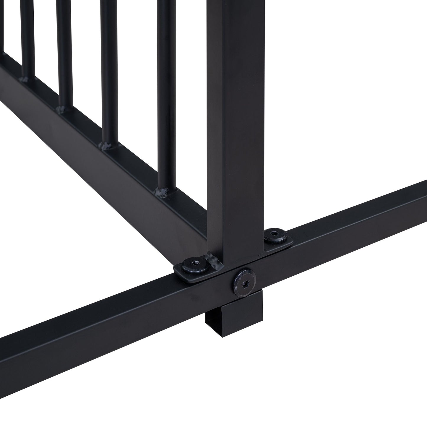 Metal Twin Size House Platform Beds, Two Shared Beds, Black image 13