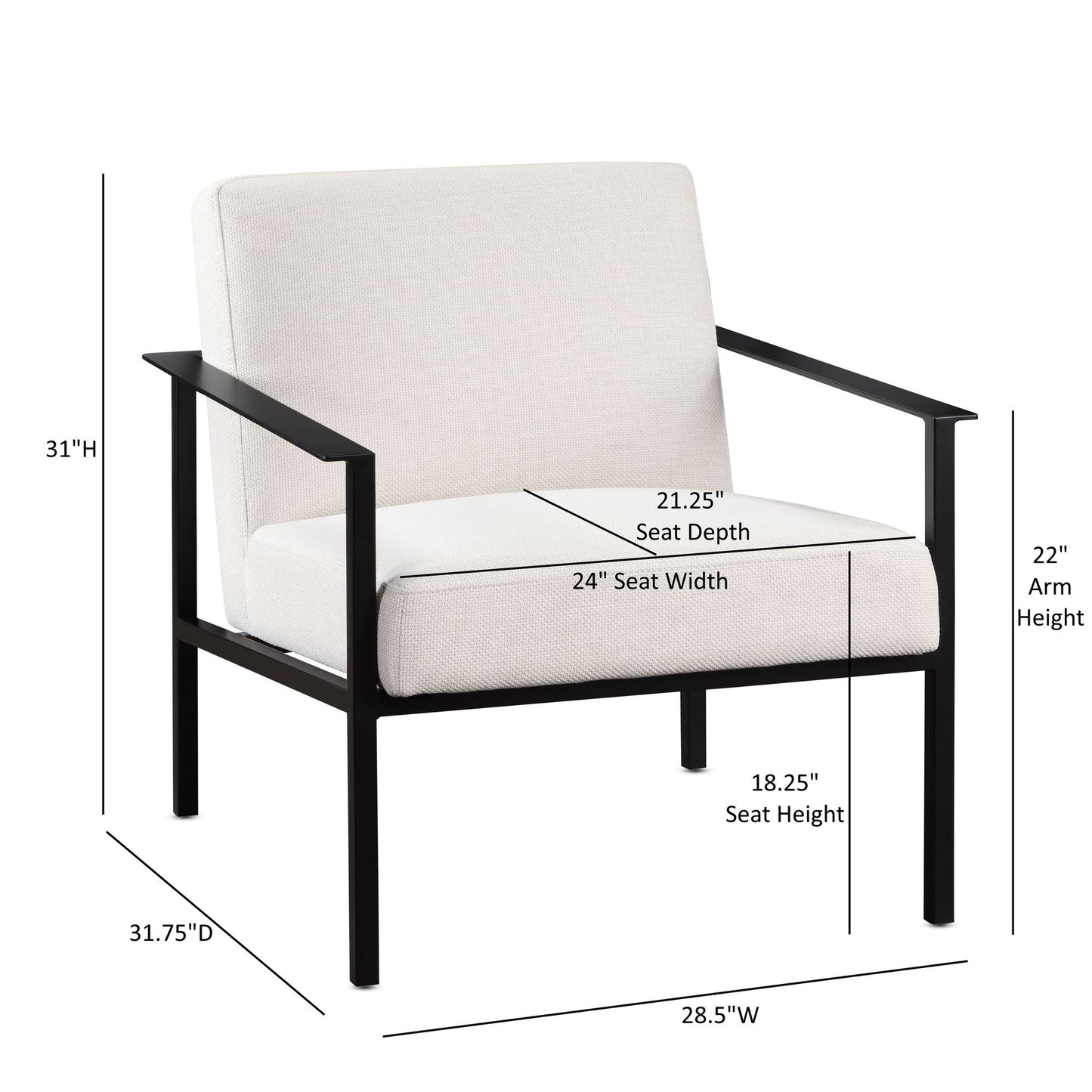Millie Oatmeal White Stationary Metal Accent Chair image 8