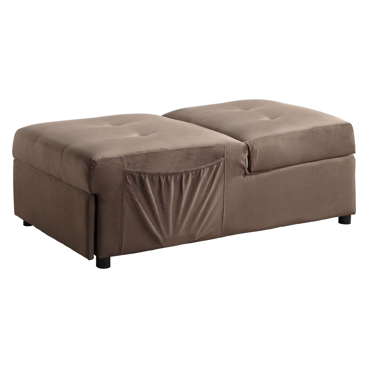 Modern Lift Top Storage Bench with Pull-out Bed 1pc Brown Velvet Tufted Solid Wood Furniture image 11