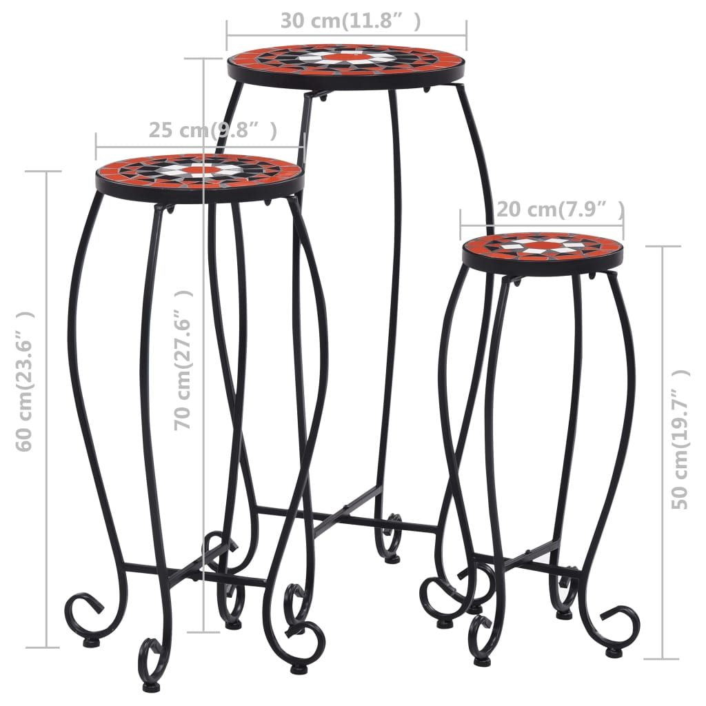 Mosaic Tables 3 pcs Terracotta and White Ceramic image 8
