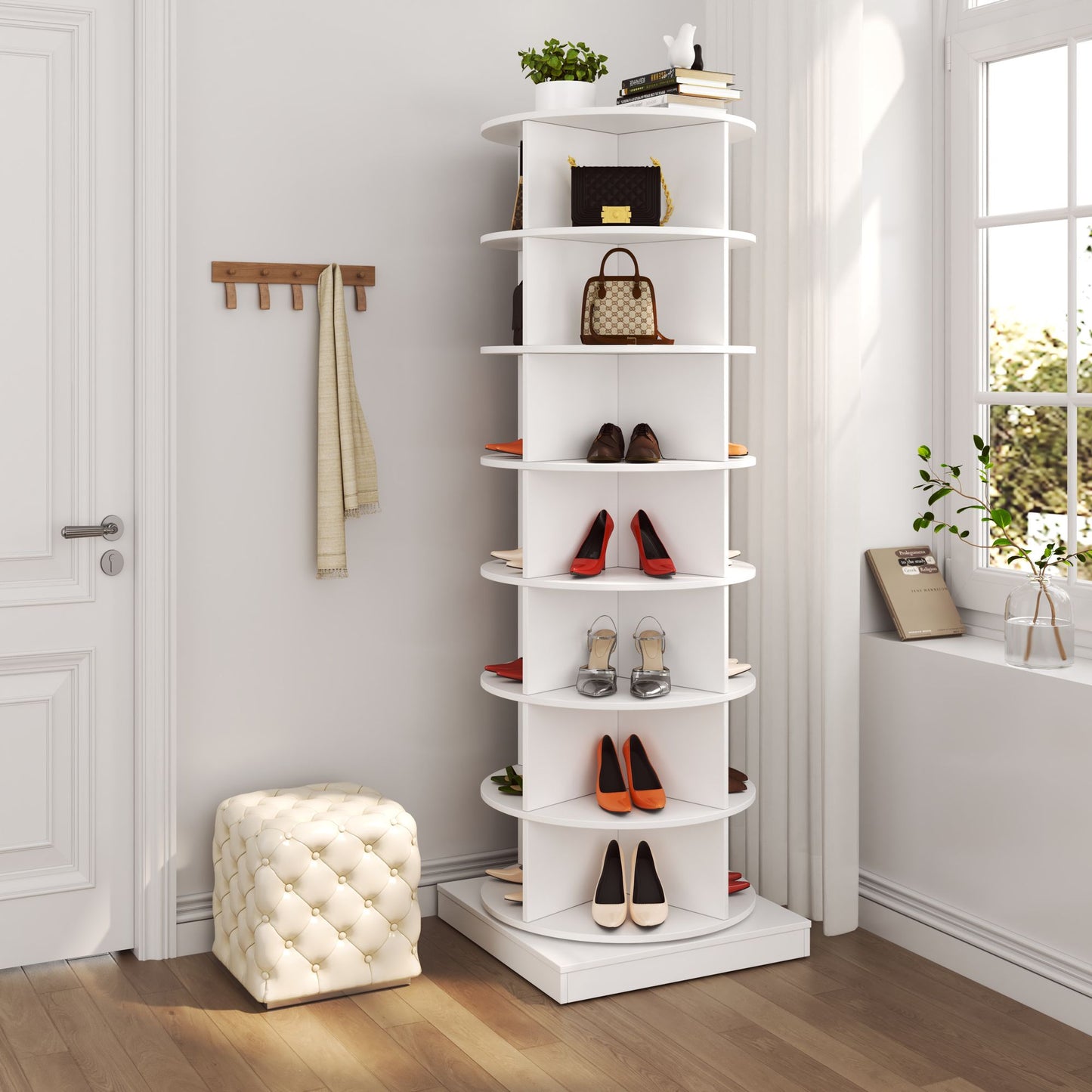new 360 Rotating shoe cabinet 7 layers Holds Up to 28 Paris of Shoes image 5