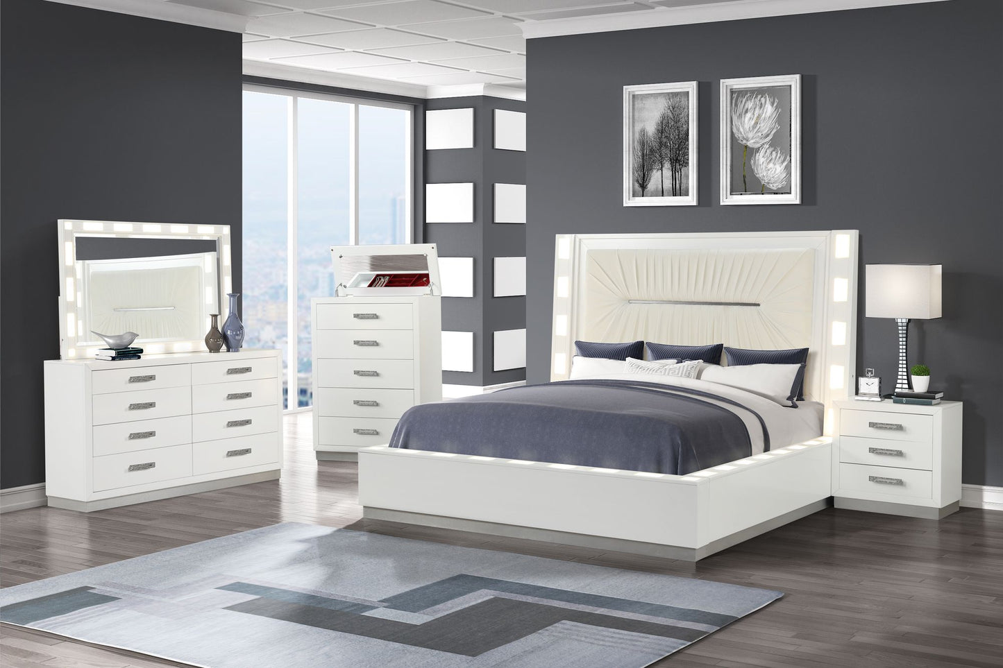 Nightstand Made with Wood in Milky White Color image 5