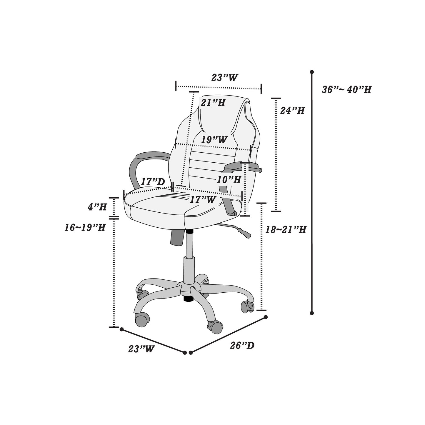 Office Chair Adjustable Height Office Chair Blue and Black Faux Leather image 12