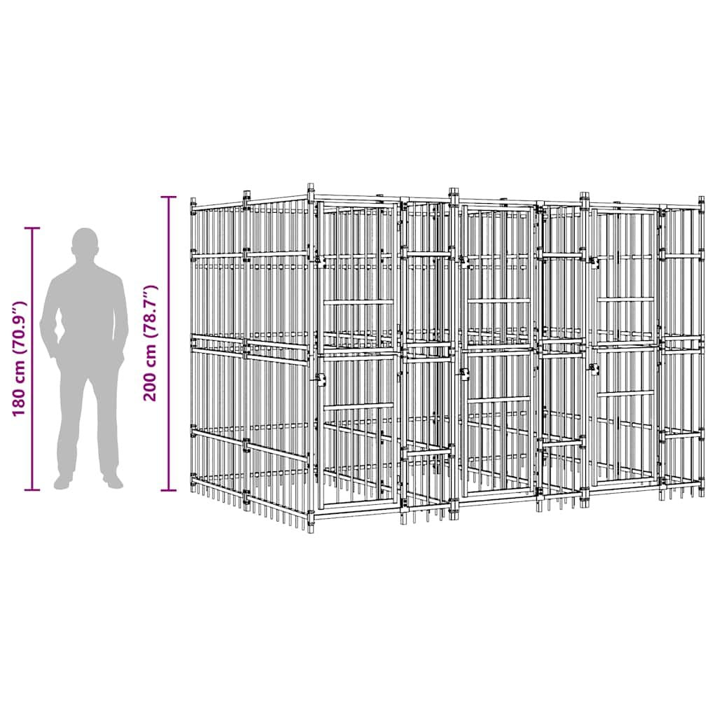 Outdoor Dog Kennel Steel 79.3 ft² image 12