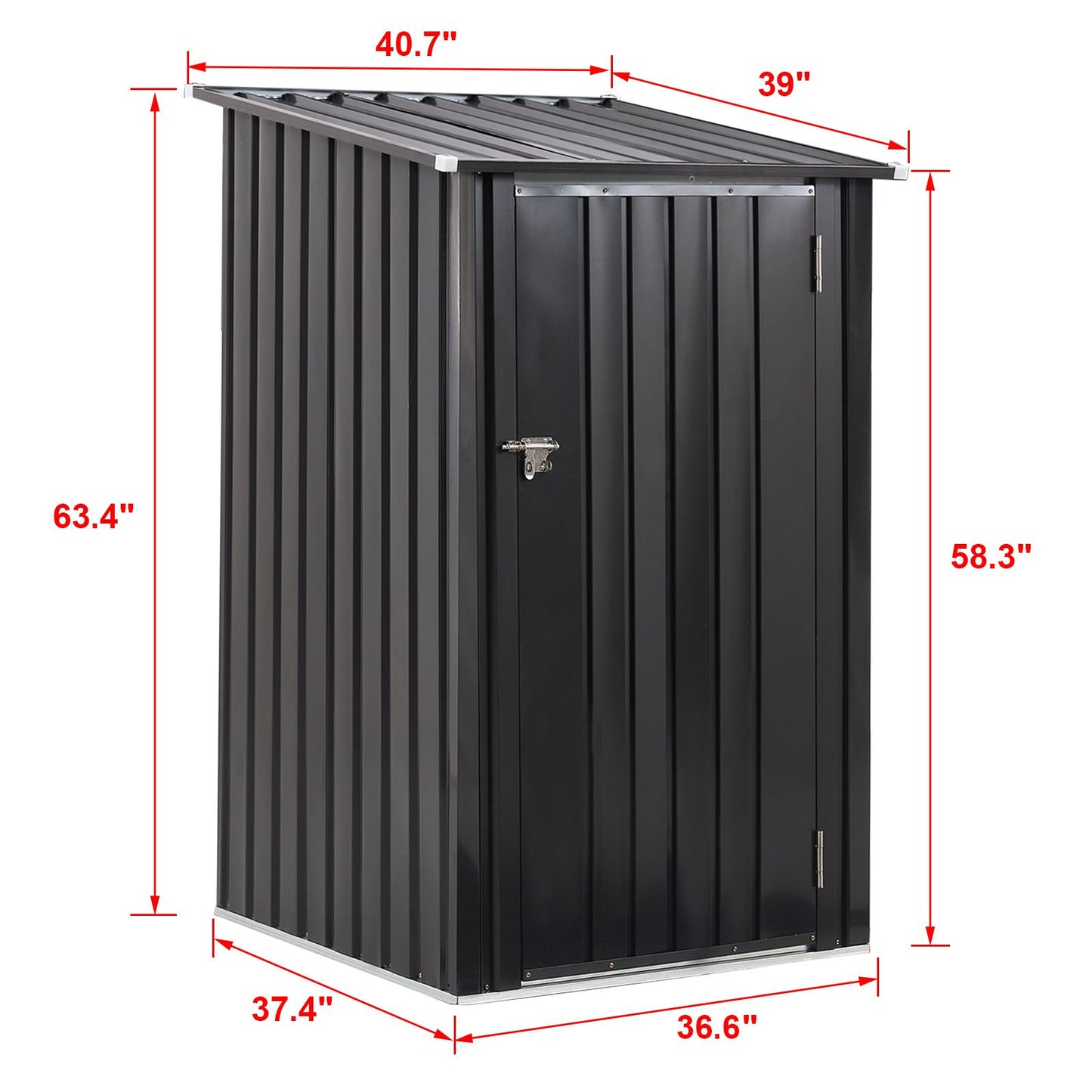 Outdoor Storage Shed, 3 x 3 FT Metal Steel Garden Shed with Single Lockable Door, Small Shed Outdoor Steel Utility Tool image 17