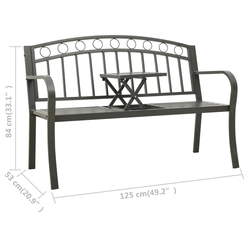 Patio Bench with a Table 49.2" Steel Gray image 7