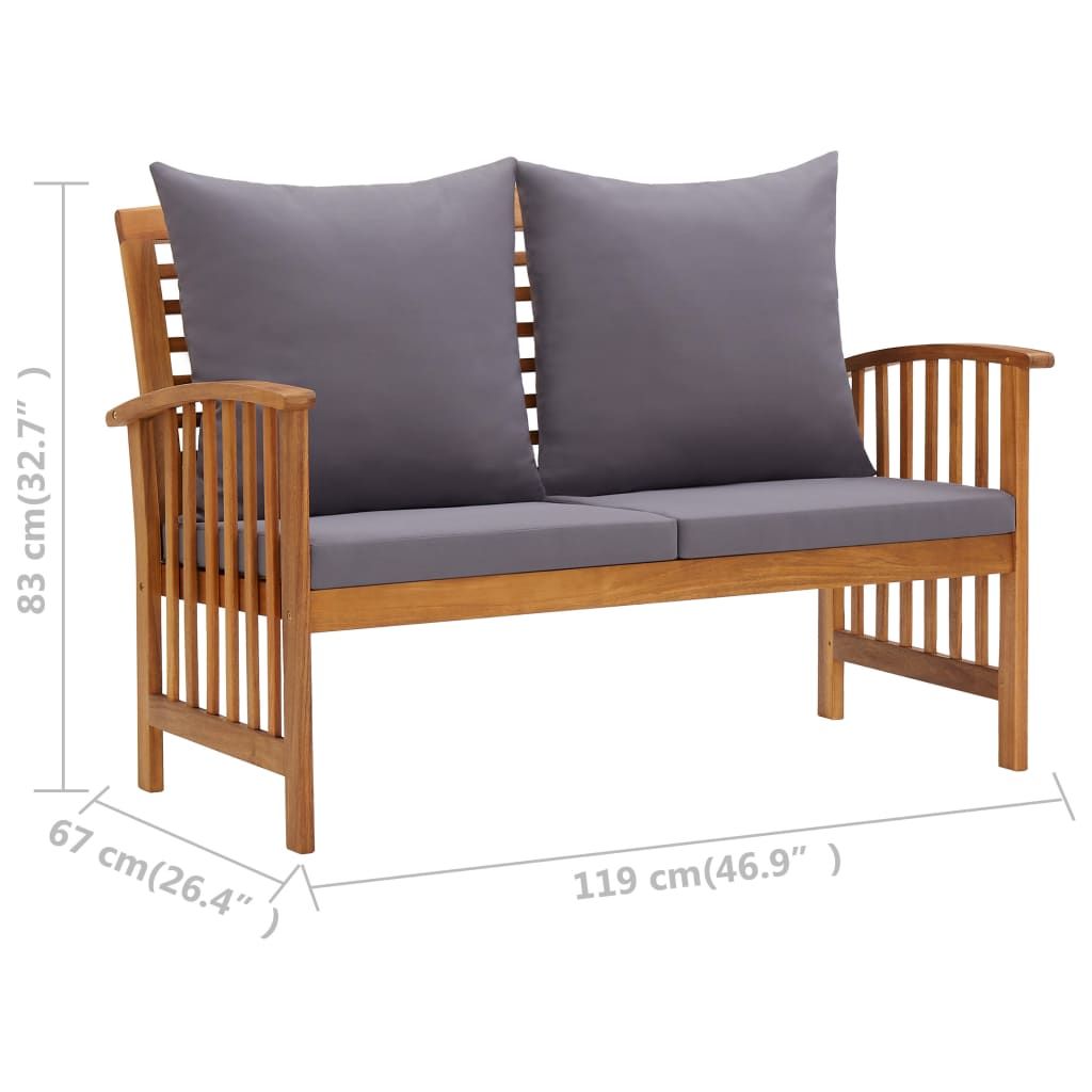 Patio Bench with Cushions 46.9" Solid Acacia Wood image 7
