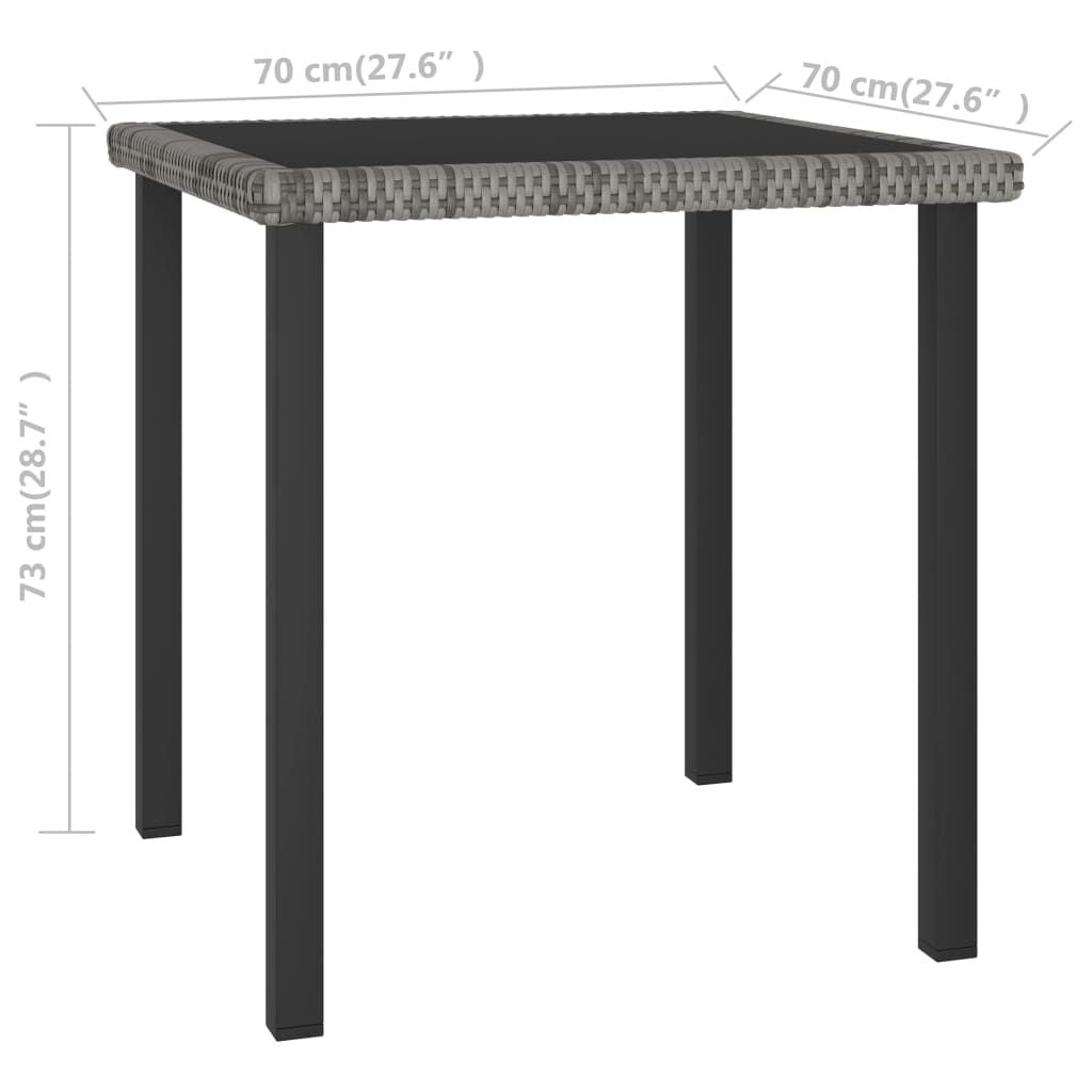 Patio Dining Table Gray 27.6"x27.6"x28.7" Poly Rattan image 4