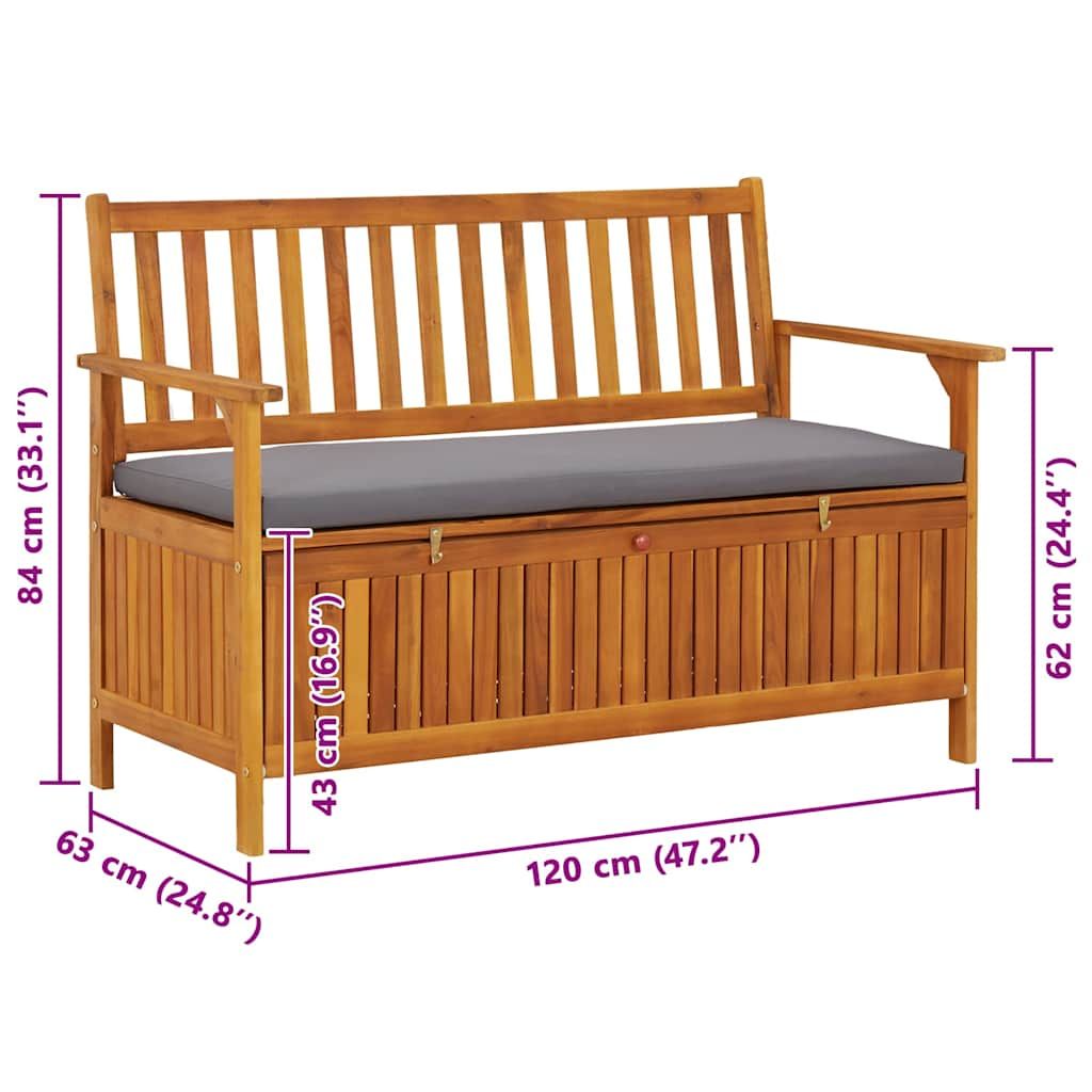 Patio Storage Bench 47.2" Solid Acacia Wood image 13
