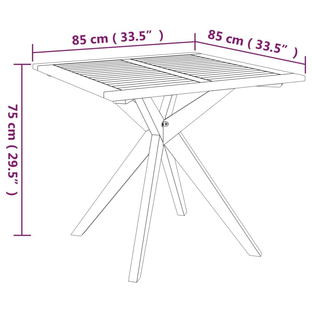 Patio Table 33.5"x33.5"x29.5" Solid Wood Acacia image 5