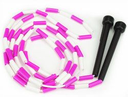 Pink and White 7-foot jump rope with plastic segmentation image 1
