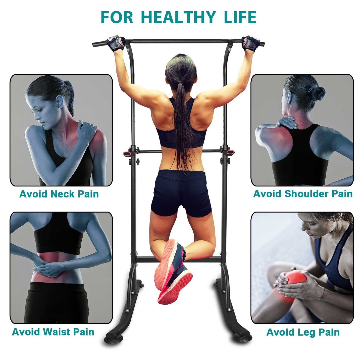 Power Tower Dip Station Adjustable Height Heavy Duty Multi-Function Fitness Training Equipment image 7