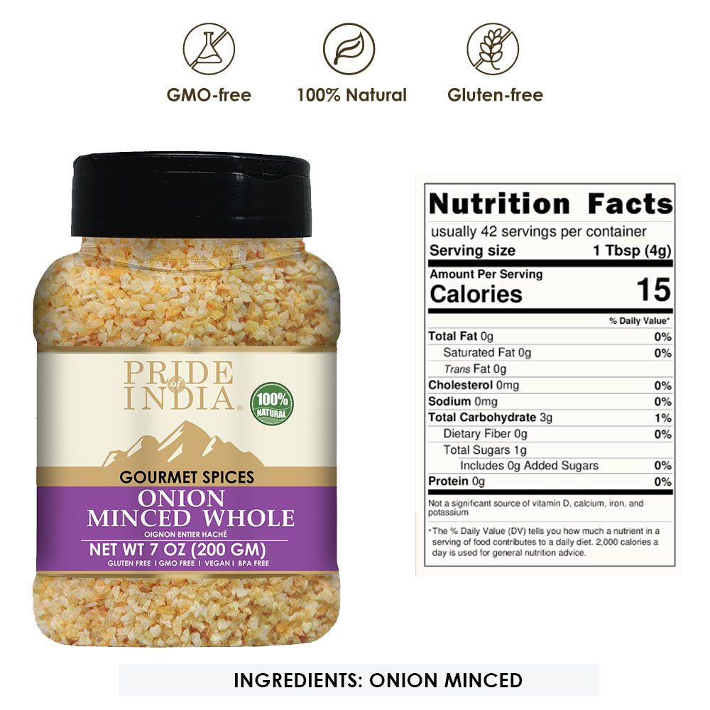 Pride of India – Onion Minced Whole – Gourmet Spice for Cooking – Pantry Essential – Adds Flavor to Sauces/Dips/Rubs/Mar image 2