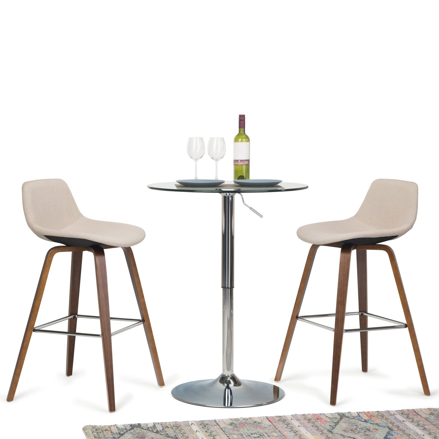 Randolph 28 inch Seat Height Bentwood Counter/Bar Height Stool in Natural Linen Look Fabric (Set of 2) image 9