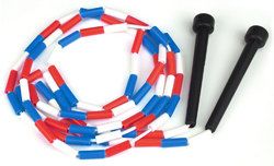 Red, white & blue 7 ft jump rope w/plastic segmentation image 1