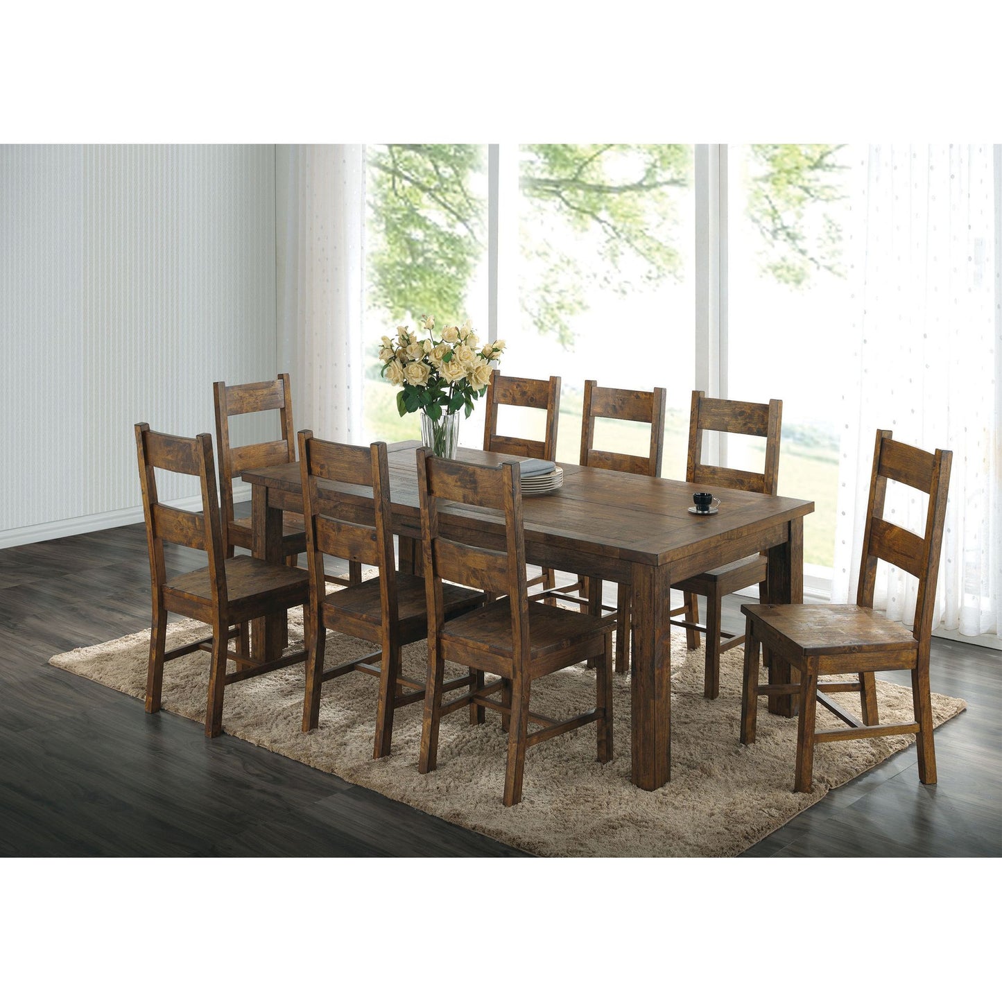 Rustic Golden Brown Ladder Back Dining Chairs (Set of 2) image 7