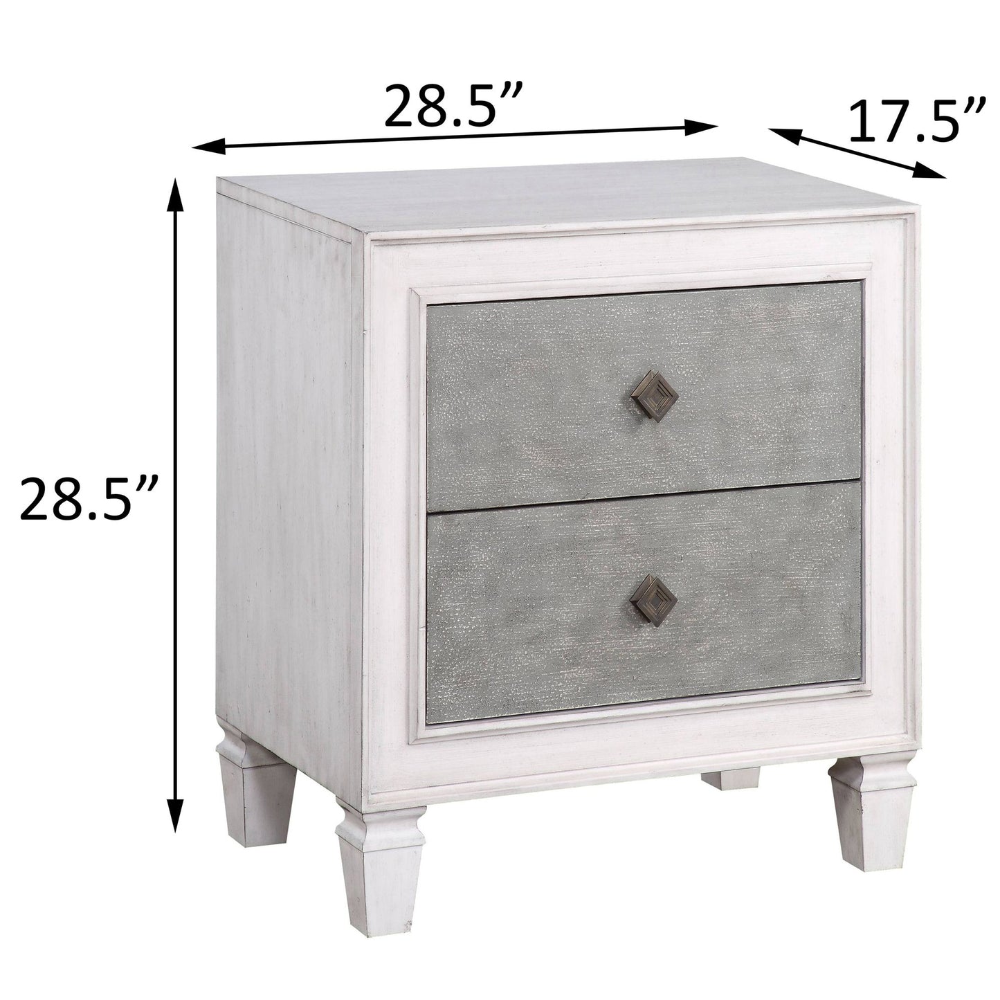 Rustic Grey and Weathered White 2-drawer Nightstand image 7