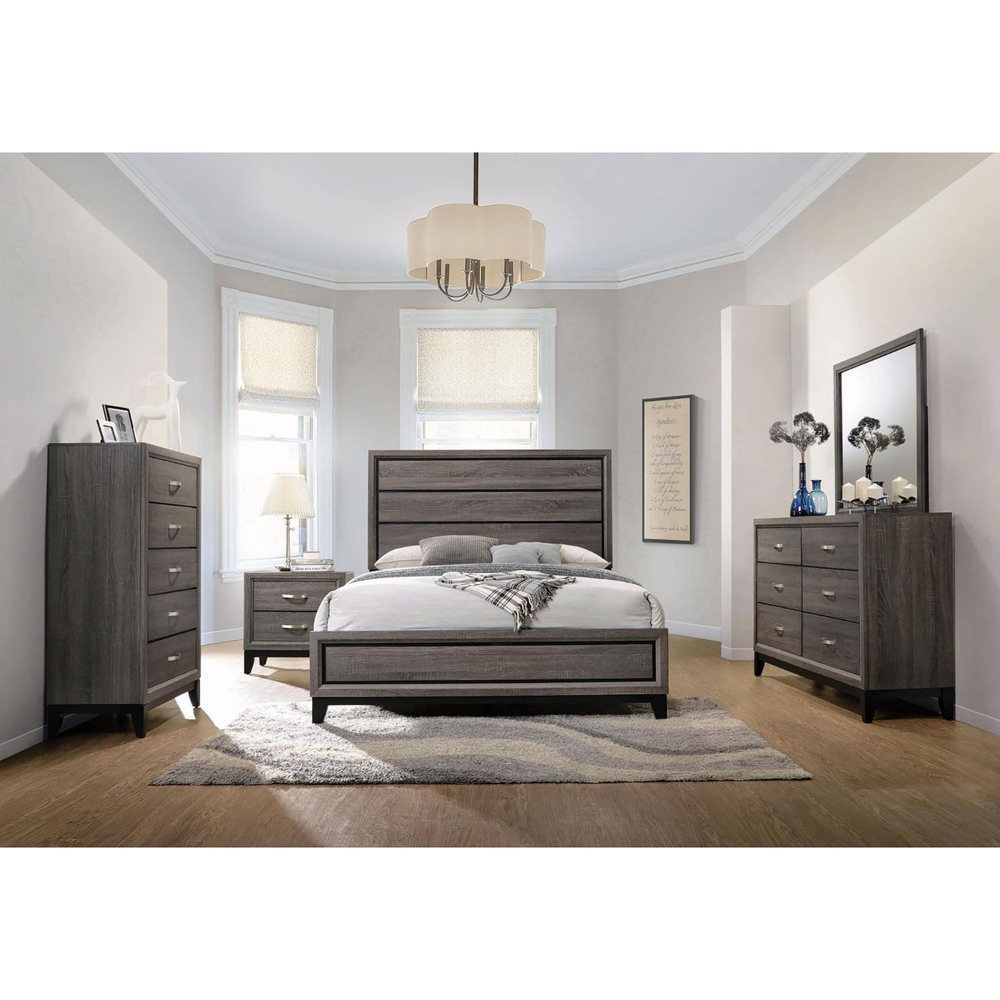 Rustic Grey Oak Queen Panel Bed image 6