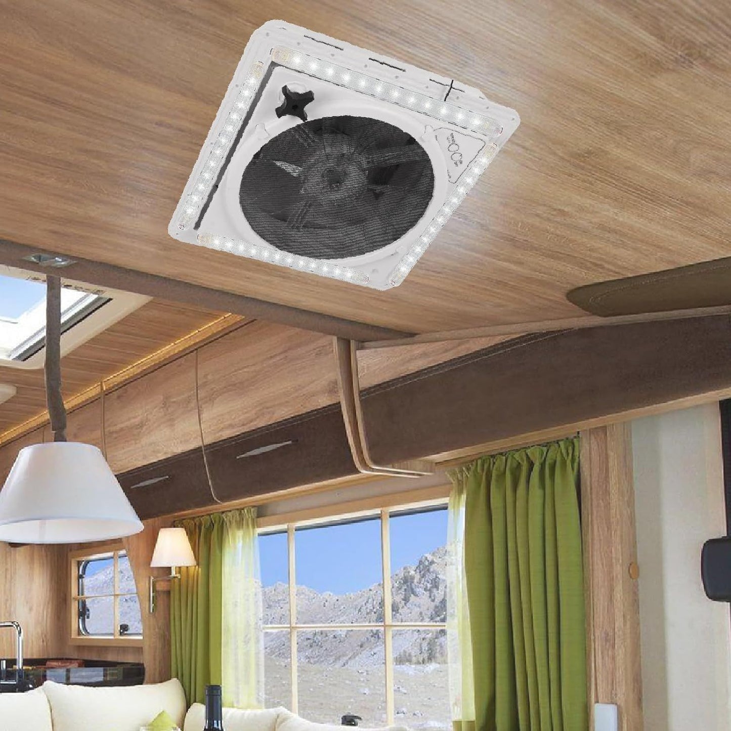 RV Roof Vent Fan 14",Continuously Variable Reversible 12V Remote Control Trailer Roof Vent Low Noise with Rain Sensor,UV image 14