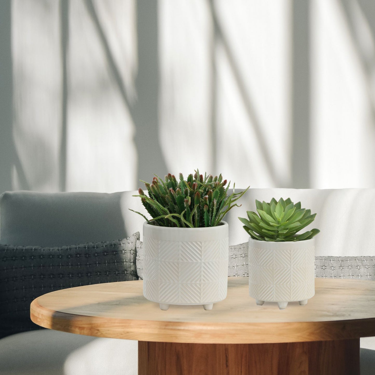 S/2 6/8" TEXTURED PLANTERS, SHINY WHITE image 8