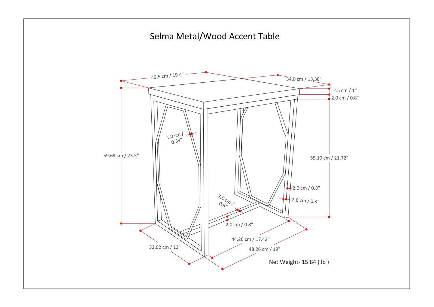 Selma - Metal and Wood Accent Table - Cognac image 7