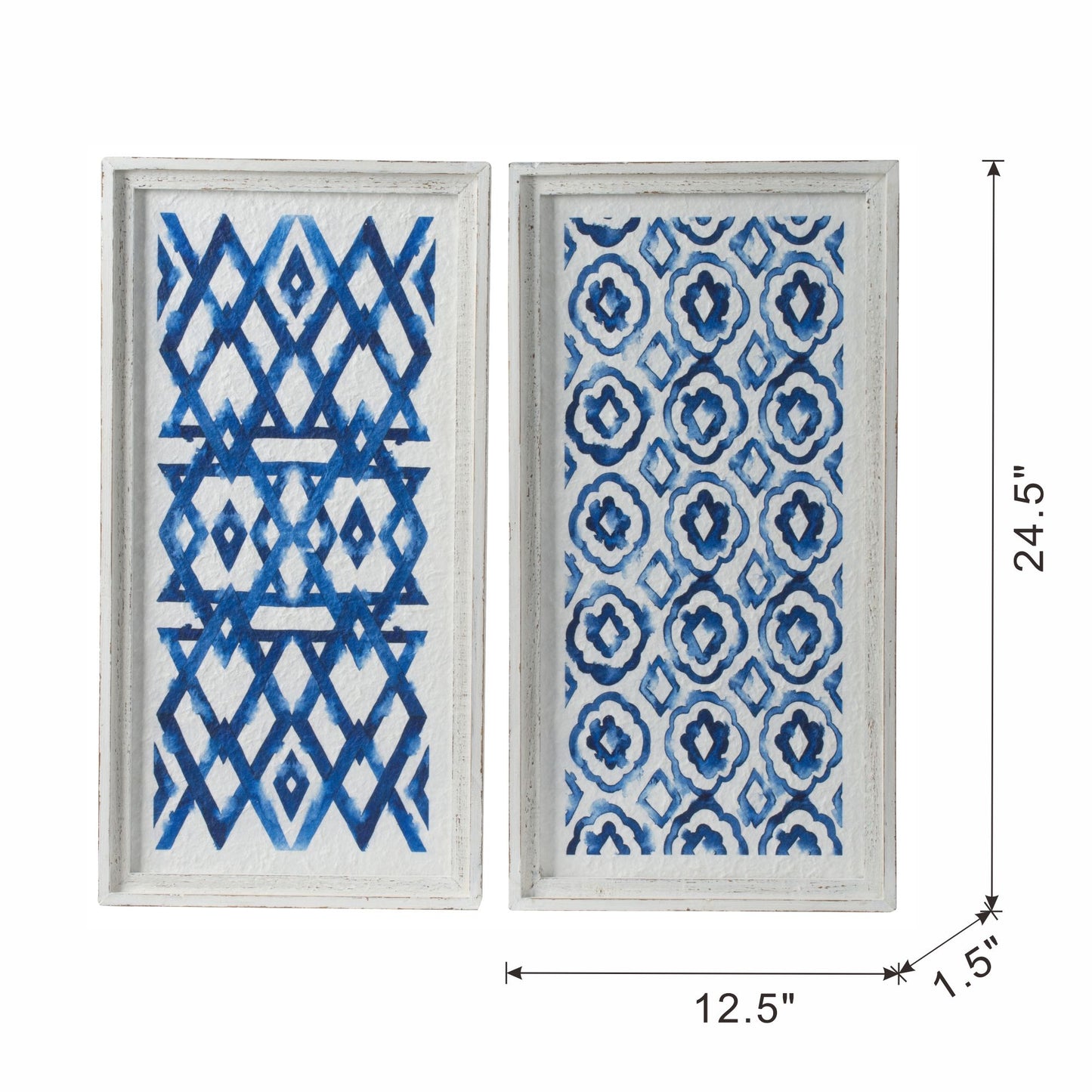 Set of 2 Blue and White Hanging Sculptures, Modern Wall Art Decor, 12.5" x 24.5" image 11