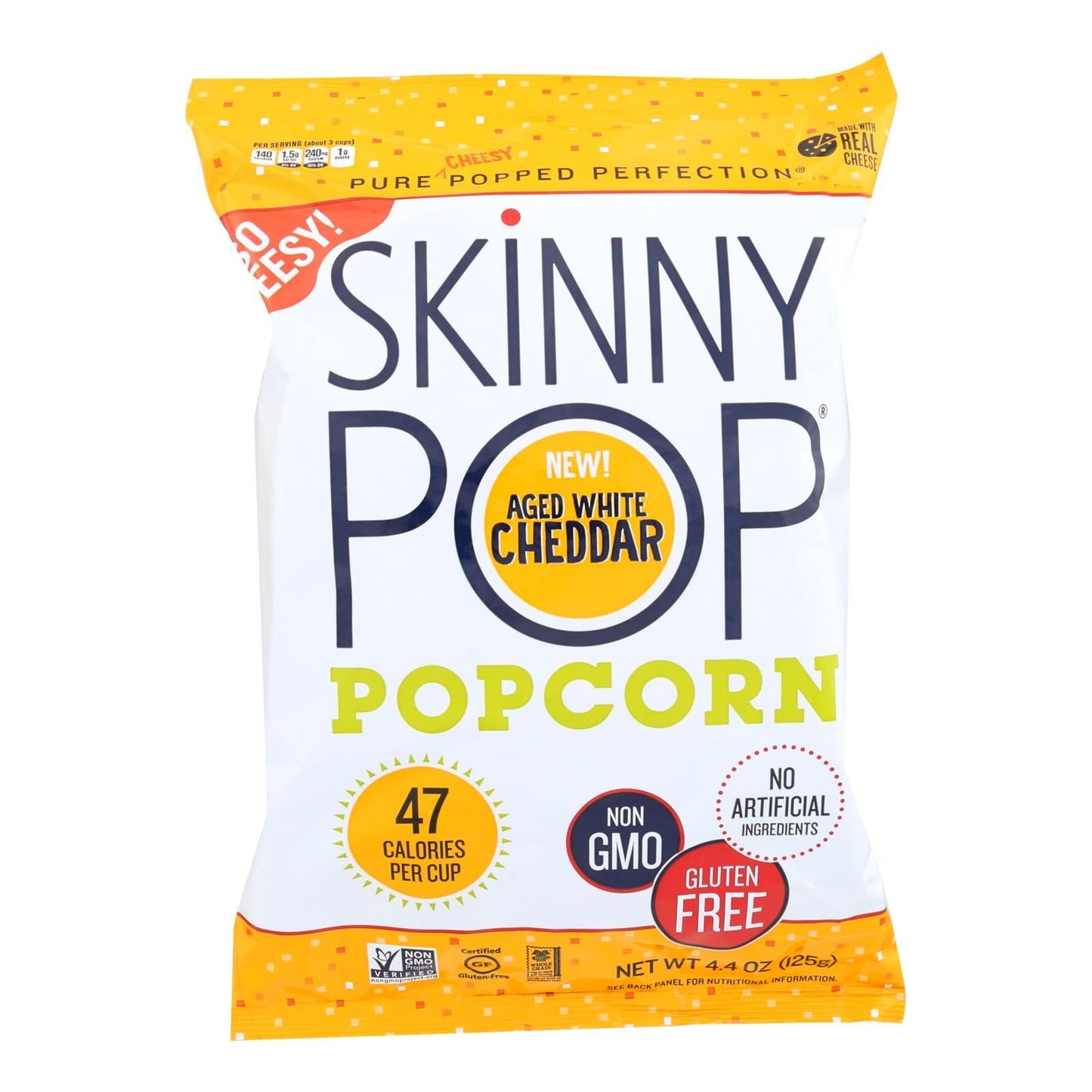 Skinnypop Popcorn Popcorn - Aged White Cheddar - Case Of 12 - 4.4 Oz image 1