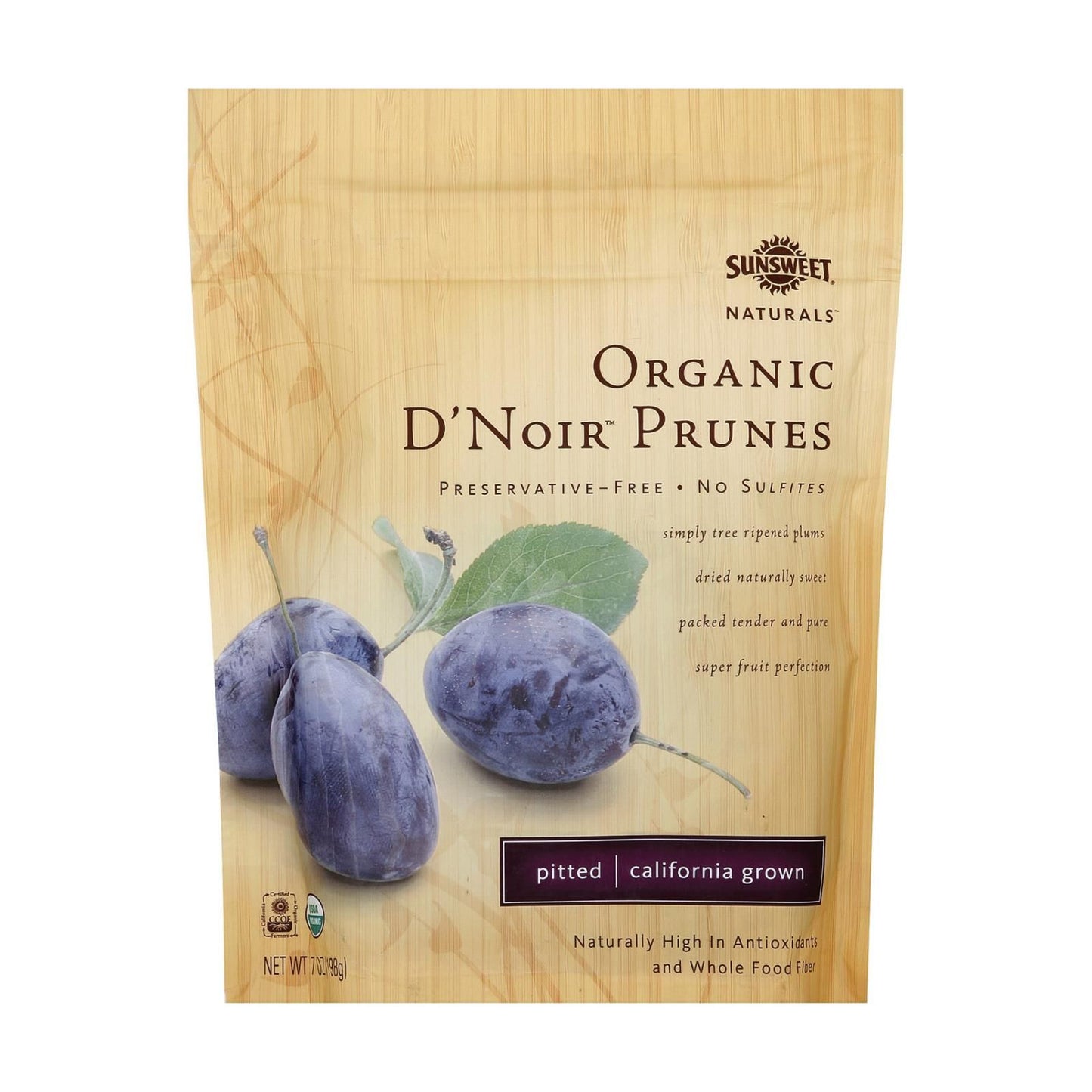 Sunsweet Naturals Organic D'noir Prunes - Case Of 12 - 7 Oz. image 1