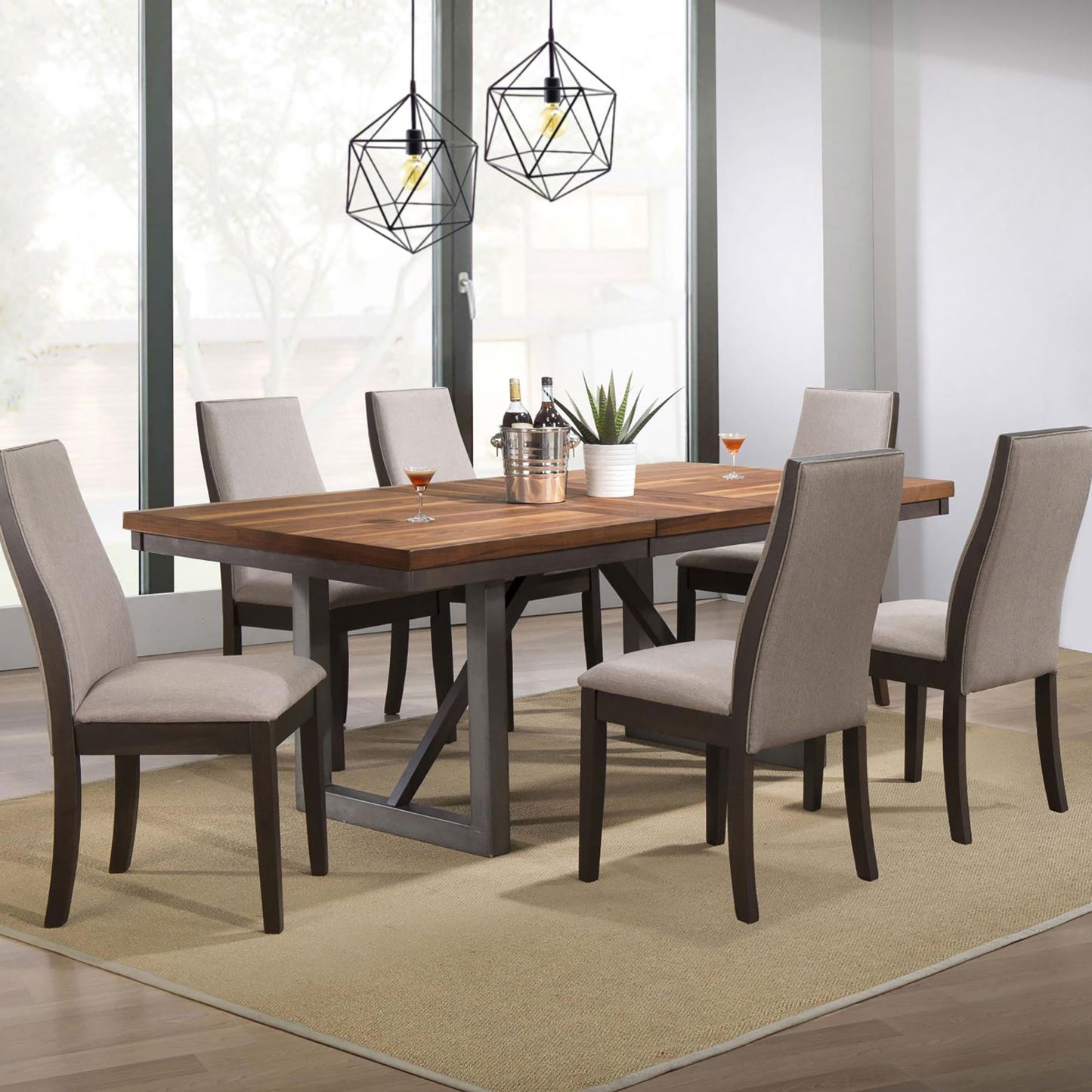 Taupe and Espresso Upholstered Dining Chair (Set of 2) image 8