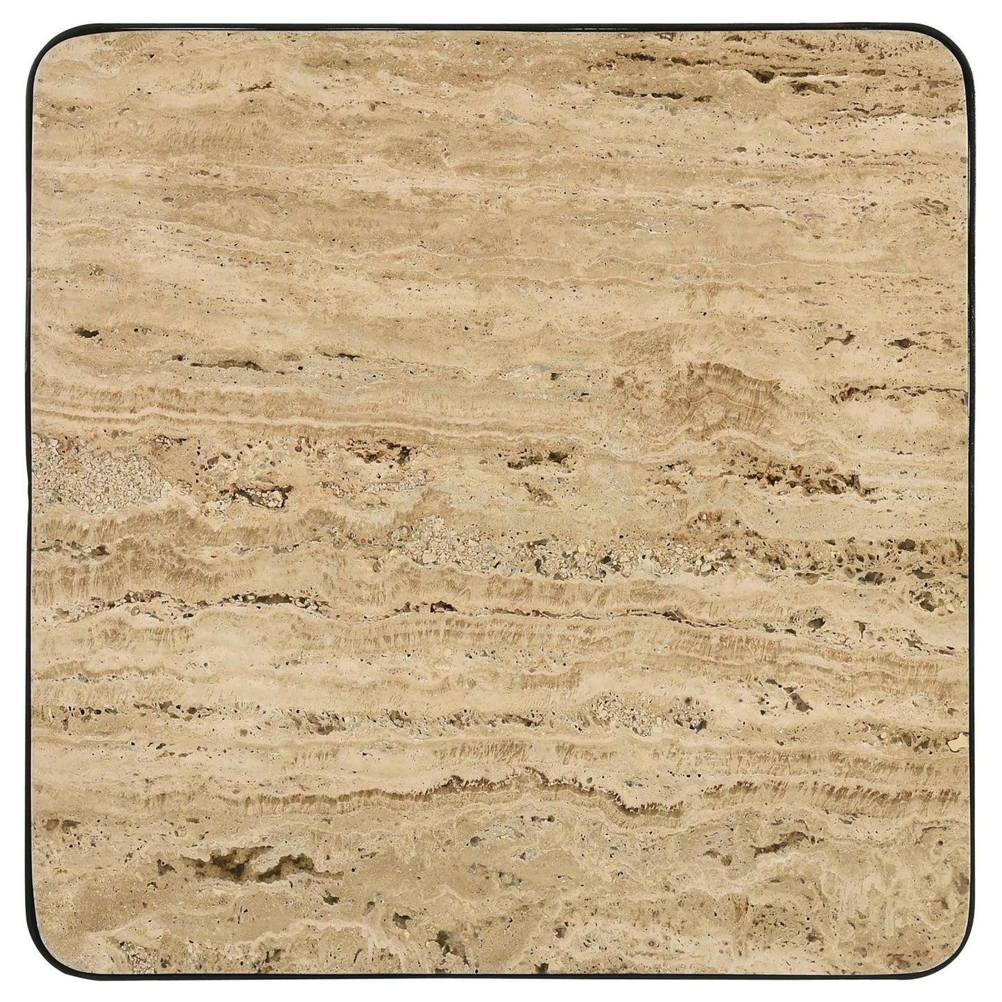Travertine and Black Accent Table image 7