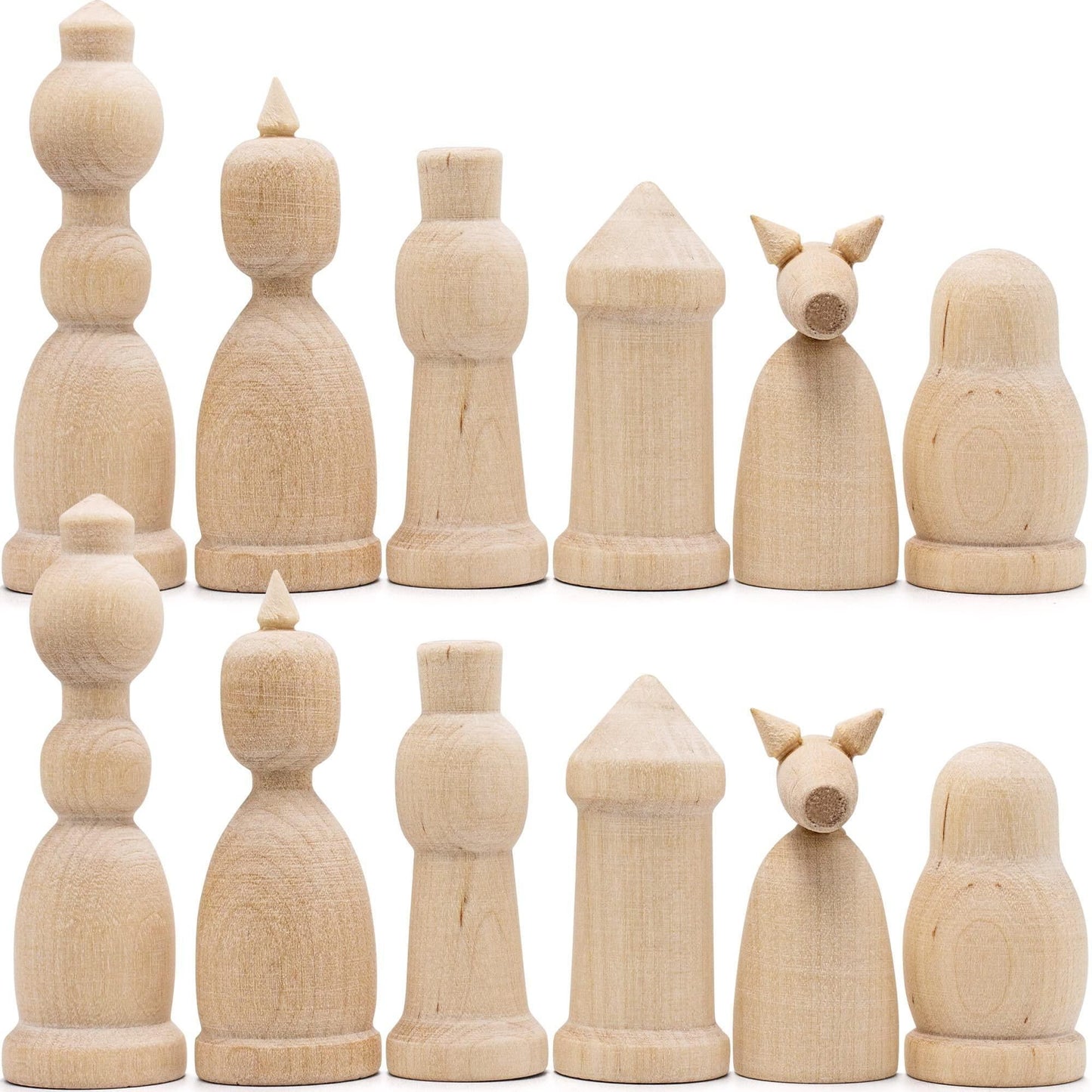 Unfinished Wood Chess Pieces Only Set of 32 pcs Paint Your Own Chess Set Blank Chess Sets for DIY Unfinished for Arts an image 6