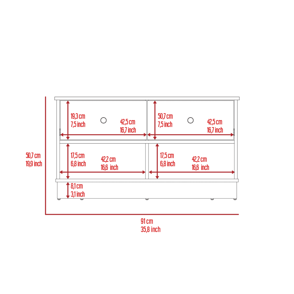 Uranus Storage Bench, Two Drawers, Two Open Shelves, Light Oak image 6