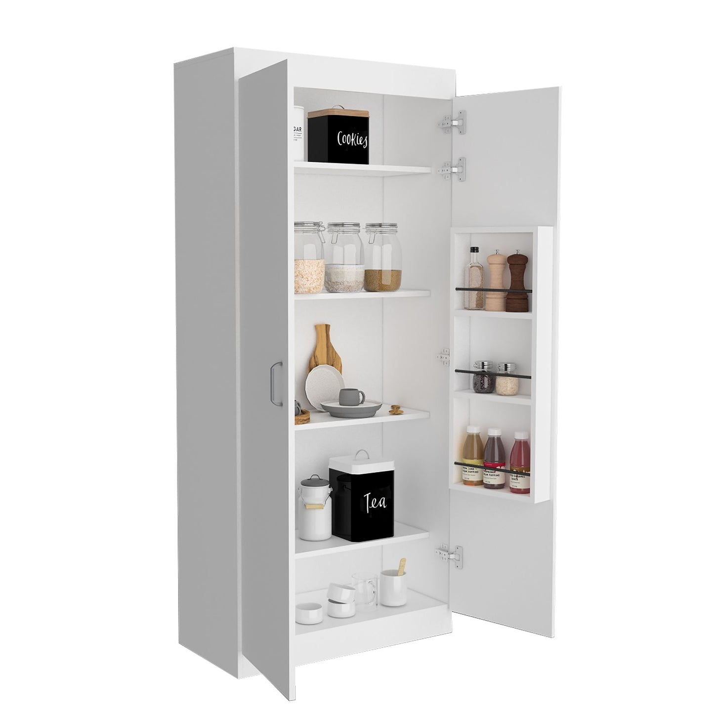 Varese Pantry Cabinet, Double Door,Five Shelves -White image 7
