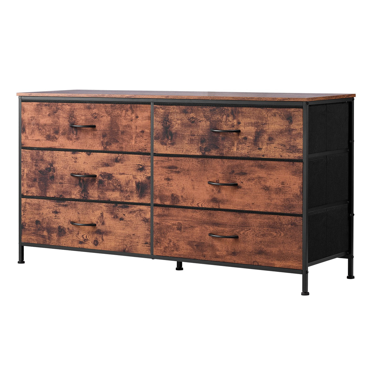 VEVOR 6 Drawer Dresser, Tall Chest Organizer Drawer Dresser, TV Stand with Storage, Closet Storage Drawers with Sturdy Steel Frame, Fabric Storage Tower for Bedroom, Hallway, Closet, Rustic Brown - 2LZWCTJ6C505O3TX9V0 - view 10