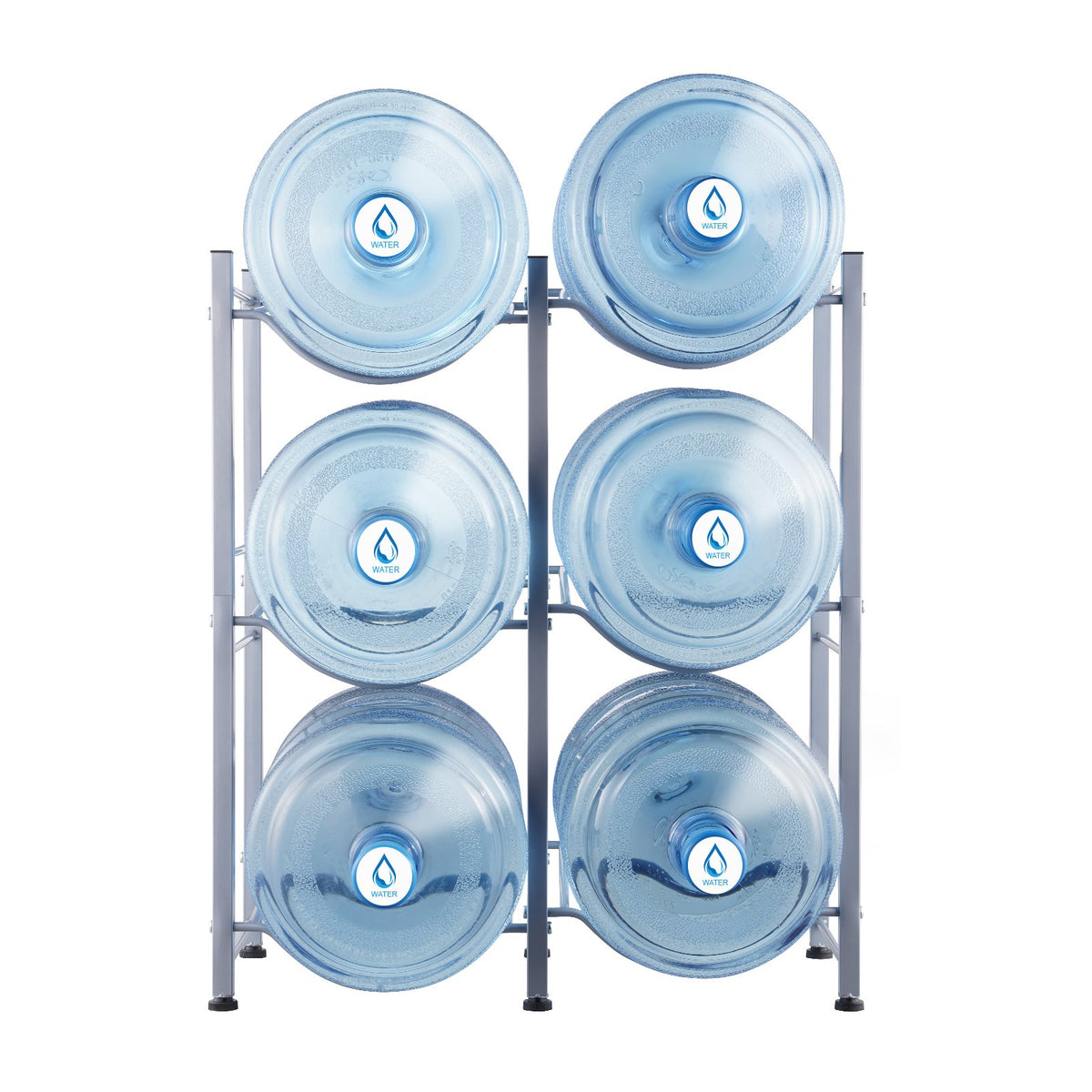 VEVOR 3 Tiers Water Jug Holder, 5 Gallon Water Bottle Holder, Double Row Water Bottle Rack for 6 Bottles, Heavy Duty Water Jug Rack for Kitchen, Office, Living Room, Silver - 5JLTZSSTSTZC08EPUV0 - view 10