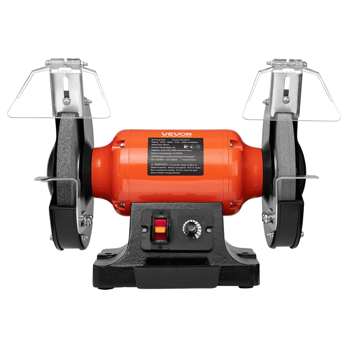 VEVOR Bench Grinder, 8-inch Variable Speed Bench Grinder, 2000-3450RPM Table Grinders with 550W 5.0A Induction Motor, 36/60-Grit Grinding Wheel & Adjustable Eye Shield for Sharpening Grinding - 8INCHTSMCBS8H71PH001V1 - view 10