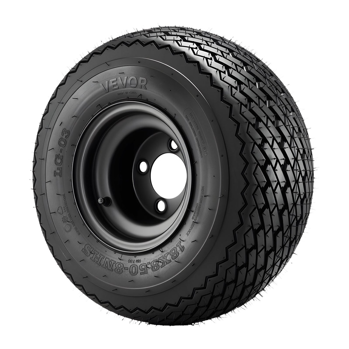 VEVOR Golf Cart Wheels, 8" 18x8.50-8 Black Steel Golf Cart Tires and Wheels Combo (Set of 4) Fit Club Car, EZGO, Yamaha, 4 Ply Rubber 4-Lug Lawn Mower Tires & Rims Assembly, 800 lbs Load, All-Terrain - 8YCLZ8INCH4PAPOK2001V0 - view 10