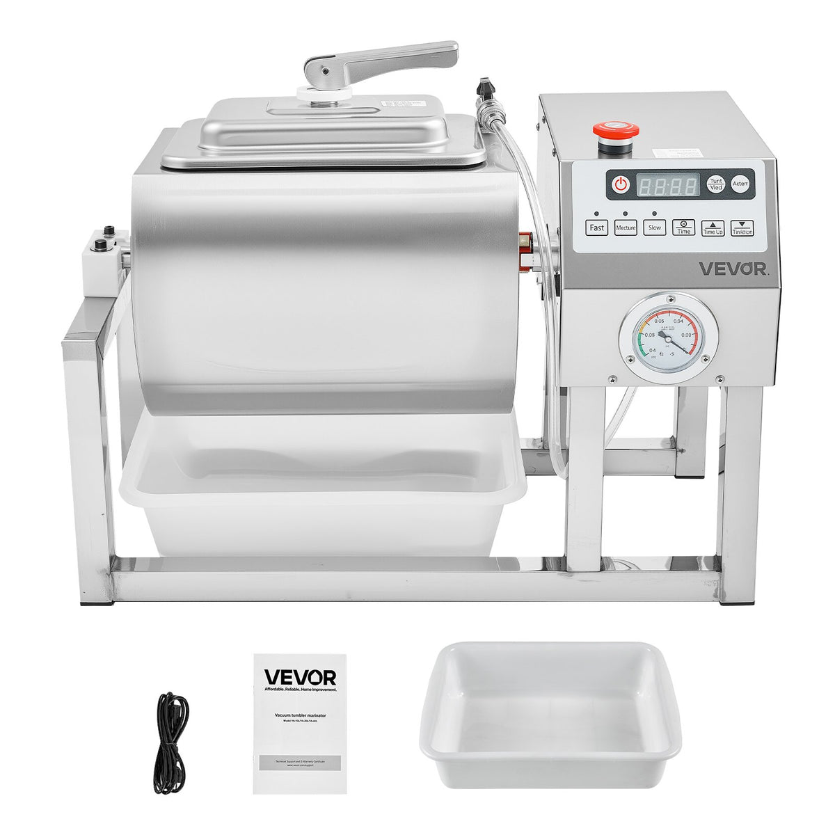 VEVOR Commercial Meat Tumbler Marinator, 20L Vacuum Tumbler Marinating Machine with Bidirectional Rotation and 3-Speed, Stainless Steel Vacuum Curing Machine for Chicken Steak Pork, Restaurant - ARJ18LTM0000ITM11V1 - view 10