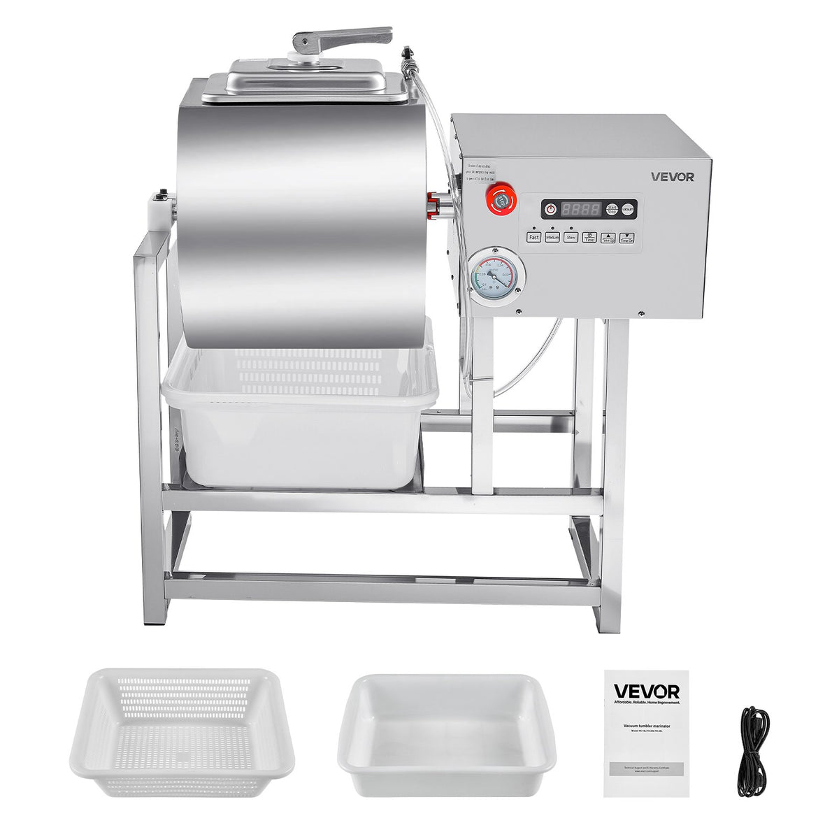 VEVOR Commercial Meat Tumbler Marinator, 40L Vacuum Tumbler Marinating Machine with Bidirectional Rotation and 3-Speed, Stainless Steel Vacuum Curing Machine for Chicken Pork Fish, Steak House - ARJ45LLD0000OBQB2V1 - view 10