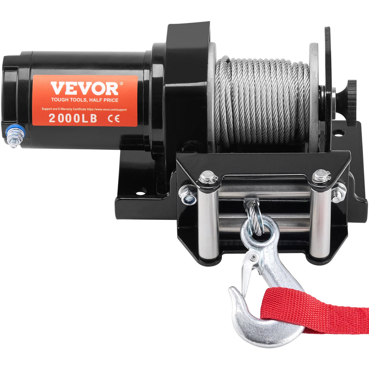VEVOR Electric Winch, 2000 lb Line Pull Capacity, 12V DC ATV/UTV Winch with Φ5/32 in x 39 ft 7 Strands Steel Cable Roller Fairlead Wired Remote Control, IP55 Waterproof for Towing UTV ATV Off-Road - ATVGSSJP2000PXII1V9 - view 10