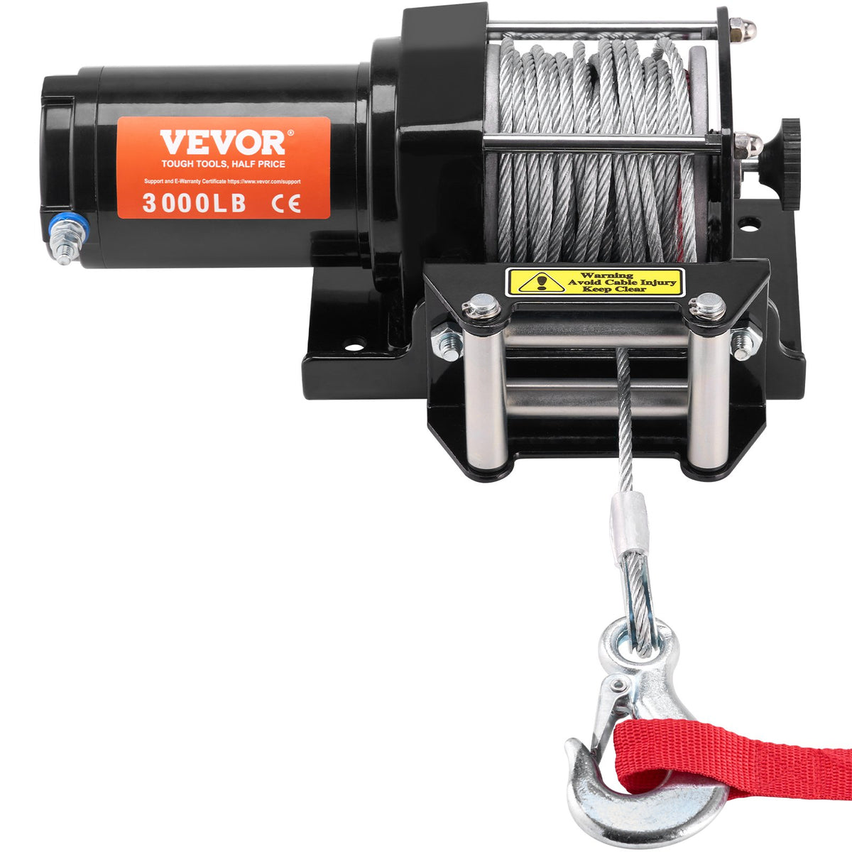 VEVOR Electric Winch, 3000 lb Line Pull Capacity, 12V DC ATV/UTV Winch with Φ3/16 in x 39 ft 7 Strands Steel Cable Roller Fairlead Wired Remote Control, IP55 Waterproof for Towing UTV ATV Off-Road - ATVGSSJPYXYK43JX7V9 - view 10