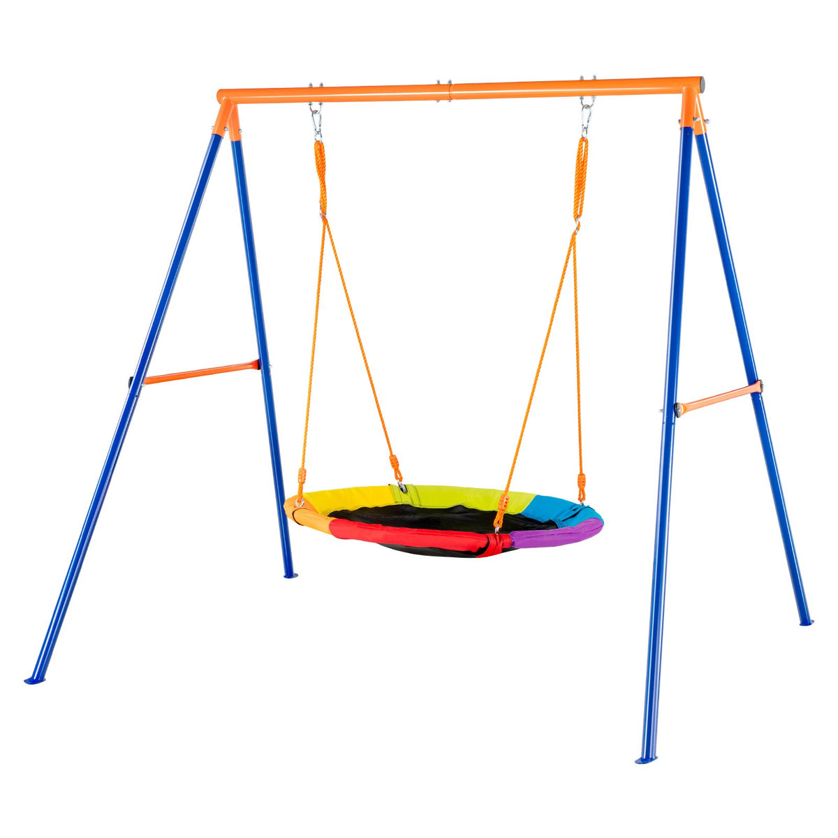 VEVOR Swing Sets for Backyard, 440lbs Load Capacity Swing Set, 40" Saucer Swing Seat with Heavy Duty A-Frame Metal Swing Stand and Adjustable Rope, Easy to Assemble, Swingset Outdoor for Kids - AXQQTZZW1RW0EWUW4V0 - view 10