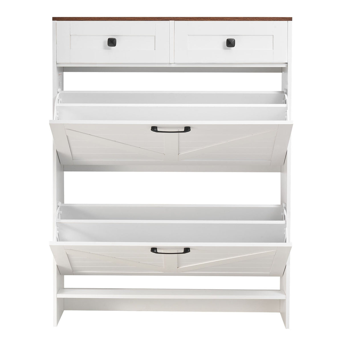 VEVOR Shoe Cabinet with 2 Flip Drawers, Farmhouse Shoes Storage Cabinet with 2 Drawers and Anti-Tipping Device, Freestanding Shoe Organizer Ideal for Entryway, Hallway, Bedroom, Living Room, White - BCGBMJQTCZXJSBCZM001V0 - view 10